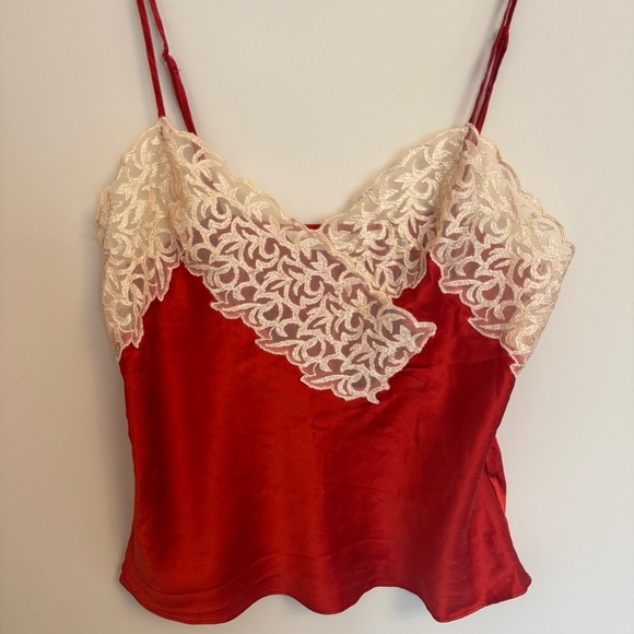 Victoria's Secret Tops - Vintage Victorias Secret Silk and Lace Red Camisole - Women’s Small